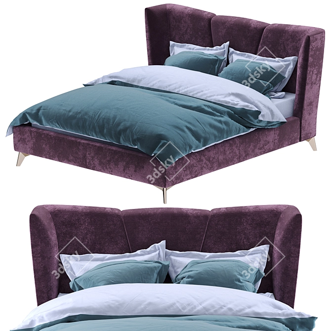 Velvet Upholstered Siena Bed 3D model image 1