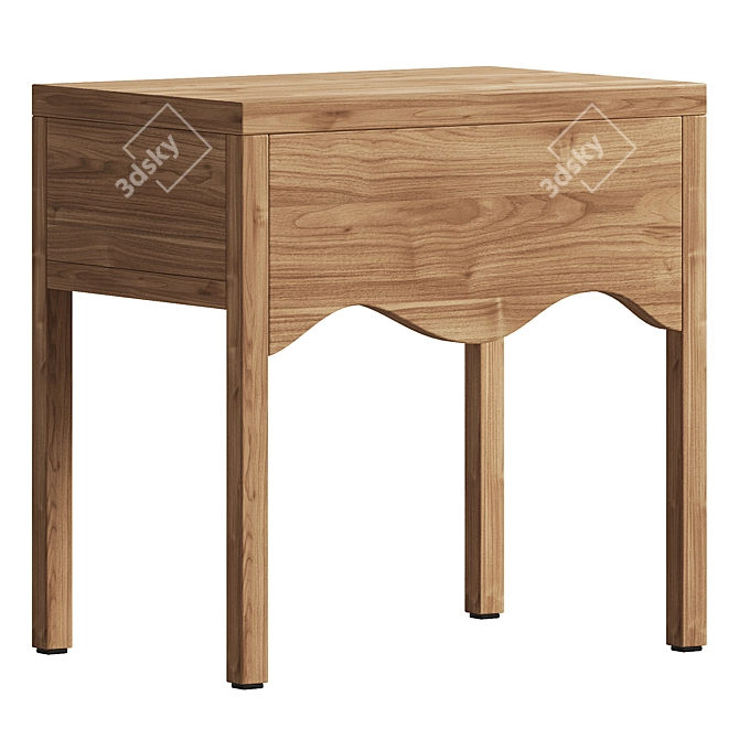 Natural Wood Bedside Table Set 3D model image 4