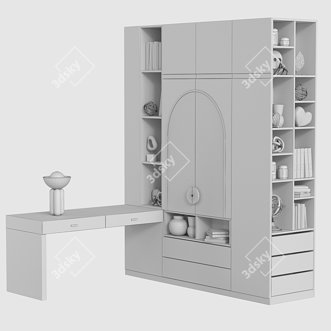 Decorated Cabinet & Book Models 3D model image 3