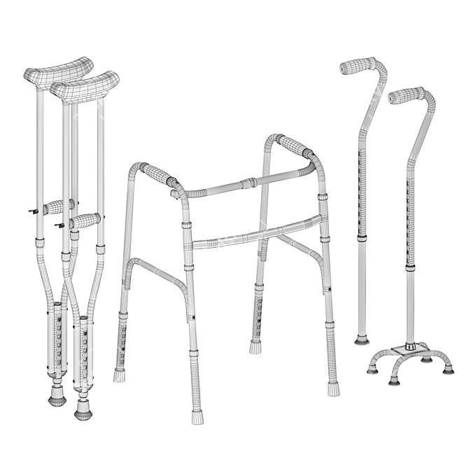 Rehabilitation Set - Crutches, Walkers 3D model image 5