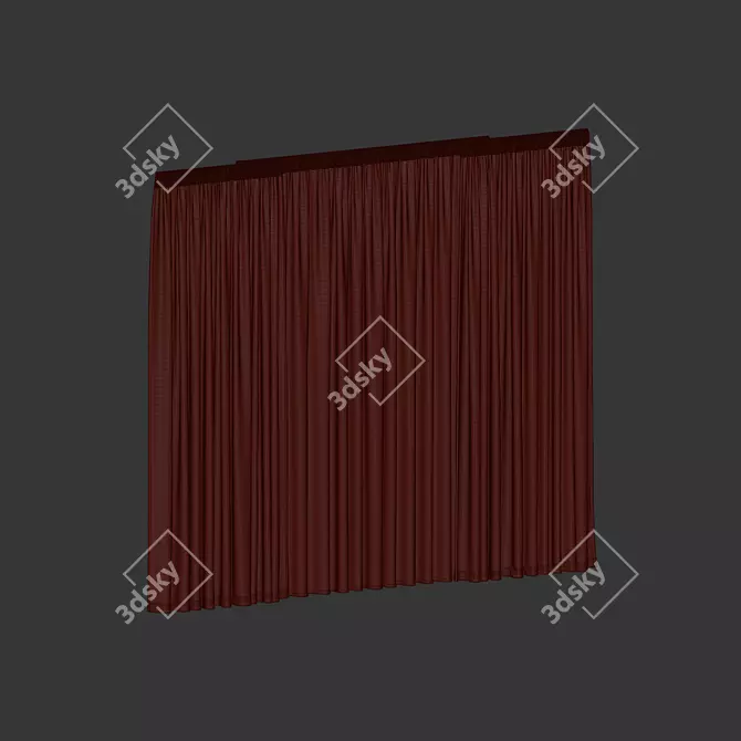 Fabric Curtain and Voile Set 3D model image 7