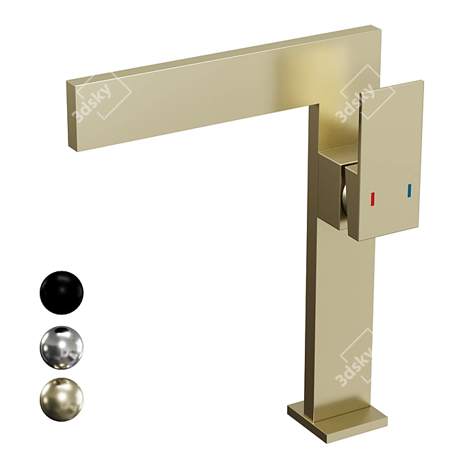 Brushed Gold Waterfall Vessel Faucet 3D model image 1