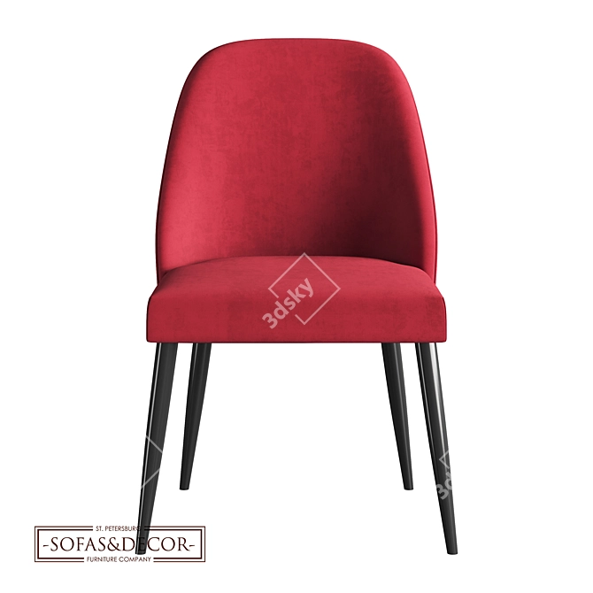 Customizable Velvet Dining Chair 3D model image 3