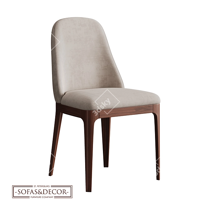 Customizable Velvet Dining Chair 3D model image 1