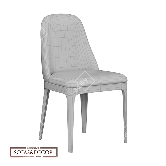 Customizable Velvet Dining Chair 3D model image 4