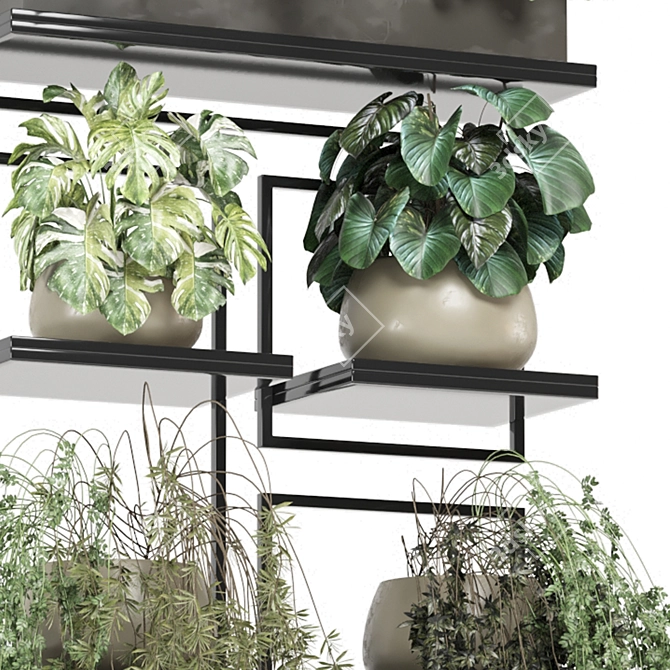 Indoor Hanging Plants Metal Shelf 3D model image 3