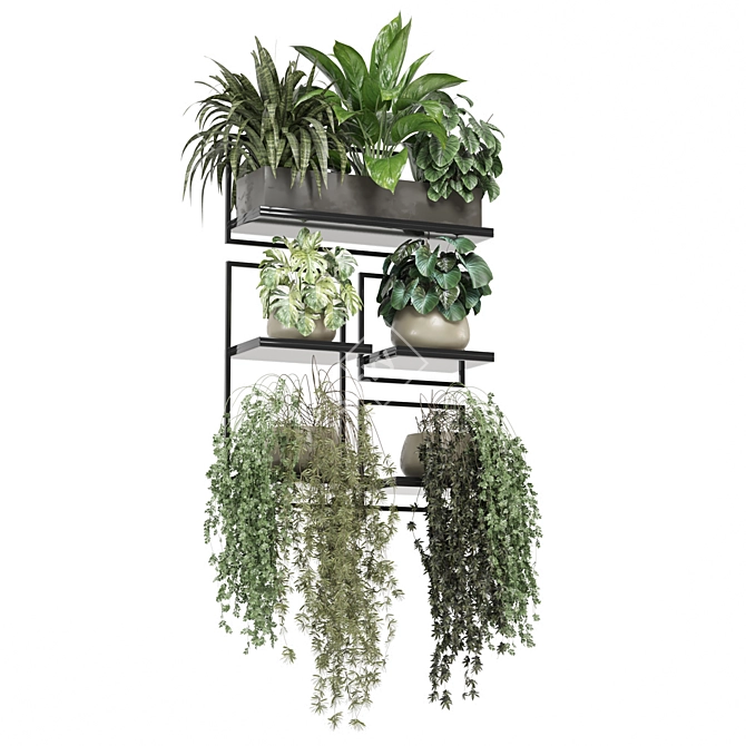 Indoor Hanging Plants Metal Shelf 3D model image 6