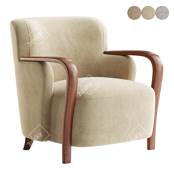 Stylish Walnut Accent Chair 3D model image 1