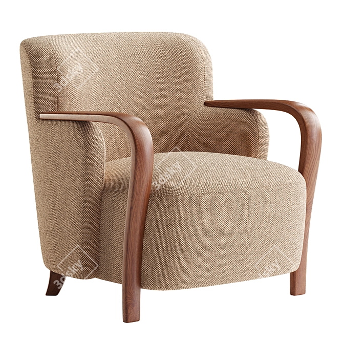 Stylish Walnut Accent Chair 3D model image 2