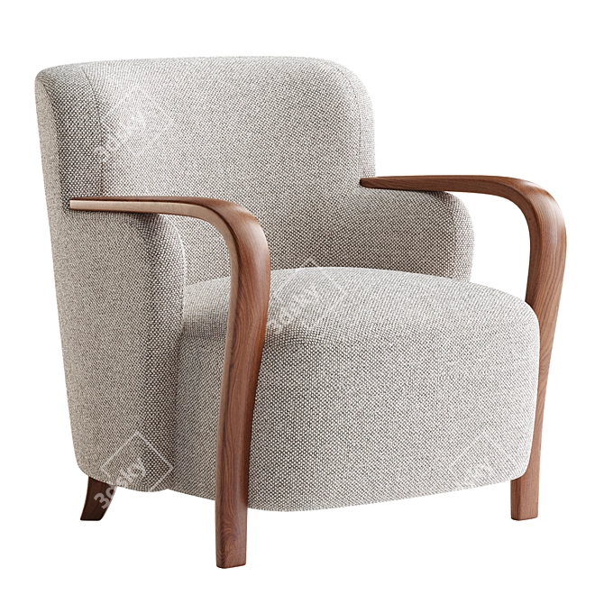 Stylish Walnut Accent Chair 3D model image 3