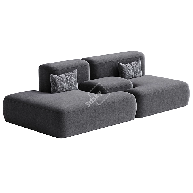 Modern Double Sofa Model 3Ds Max 3D model image 1