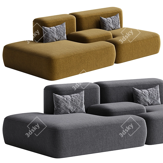 Modern Double Sofa Model 3Ds Max 3D model image 2