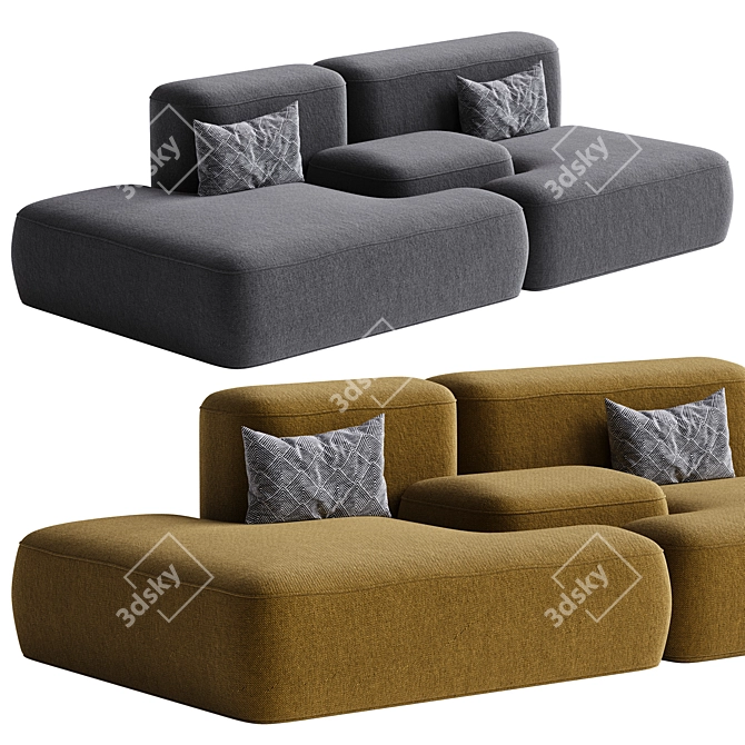 Modern Double Sofa Model 3Ds Max 3D model image 3