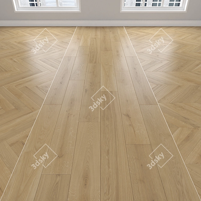 Oak Parquet Flooring Set 3D model image 1