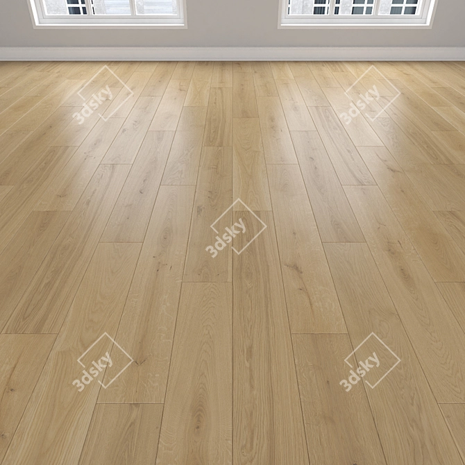 Oak Parquet Flooring Set 3D model image 2