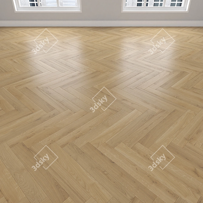 Oak Parquet Flooring Set 3D model image 3