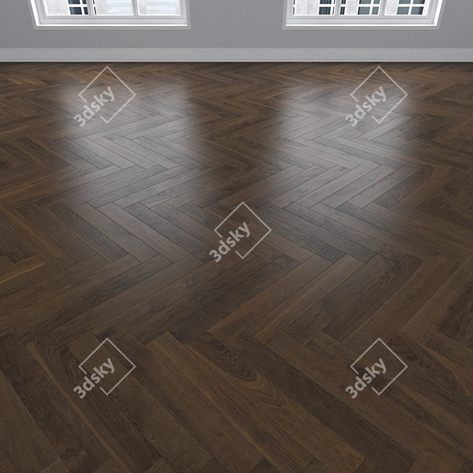 Oak Parquet Flooring Set 3D model image 3