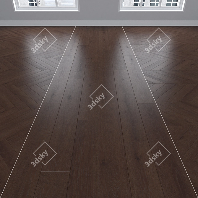 Dub Parquet Collection: Linear, Chevron, Herringbone 3D model image 1