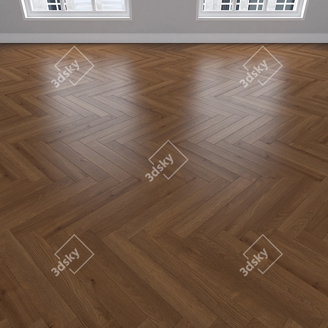 Oak Parquet Flooring Modules 3D model image 3