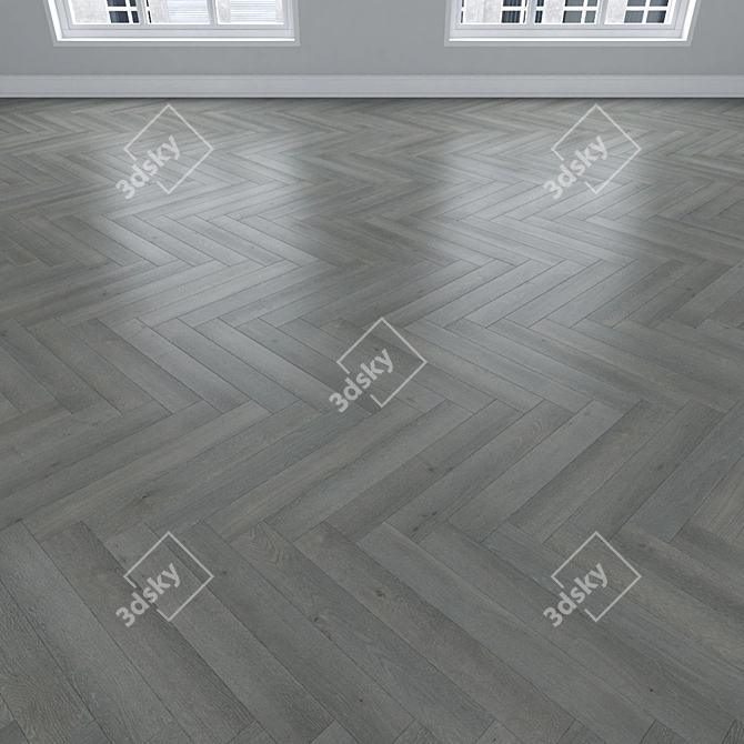 Oak Parquet Collection: Linear, Chevron, Herringbone 3D model image 3