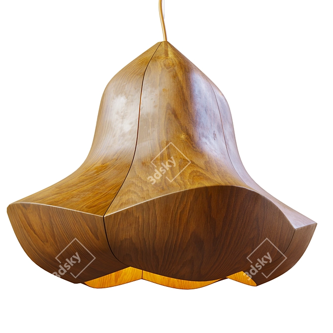 Cherry Wood Flower Pendant Light 3D model image 1