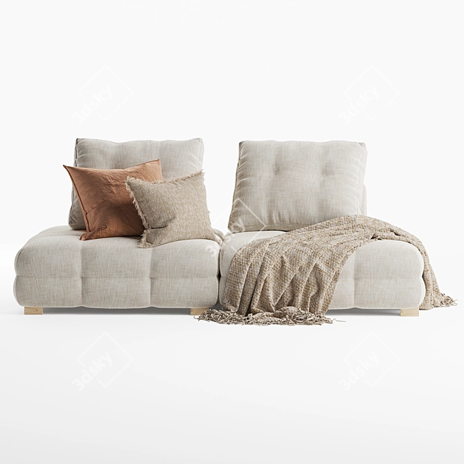 Natural Rattan Crosby Sofa 3D model image 2