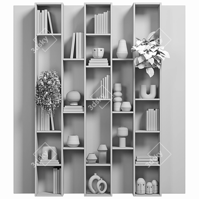 Modular Bookcase Cabinet Shelves 3D 3D model image 4