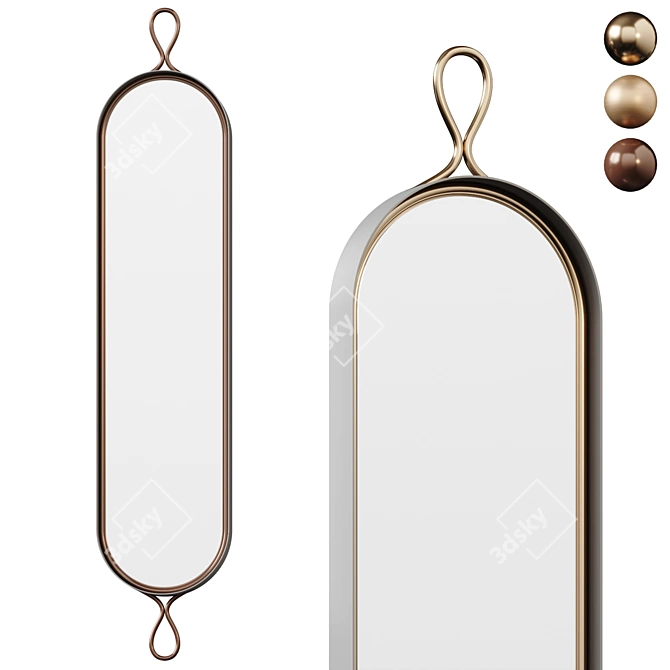 Industrial Oval Wall Mirror with Zinc Accents 3D model image 1