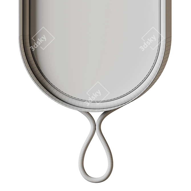 Industrial Oval Wall Mirror with Zinc Accents 3D model image 5