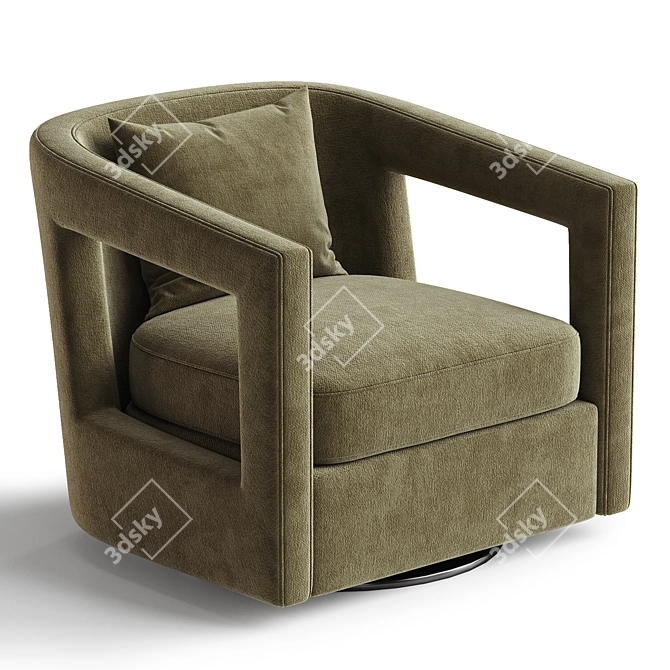 Elegant Hunter Green Swivel Chair 3D model image 3
