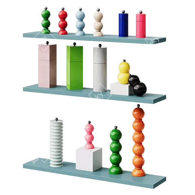 Elegant Salt & Pepper Grinders 3D model image 2