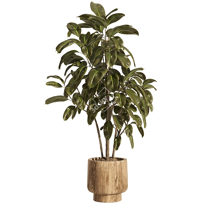 Natural Wood Indoor Plant Decor 3D model image 1