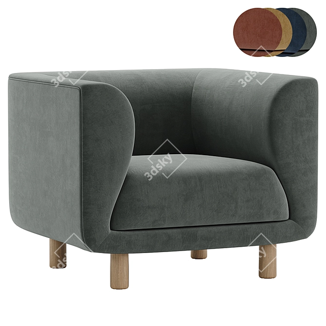 Veneto Velvet Accent Chair 3D model image 1