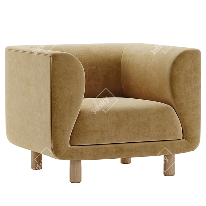 Veneto Velvet Accent Chair 3D model image 2