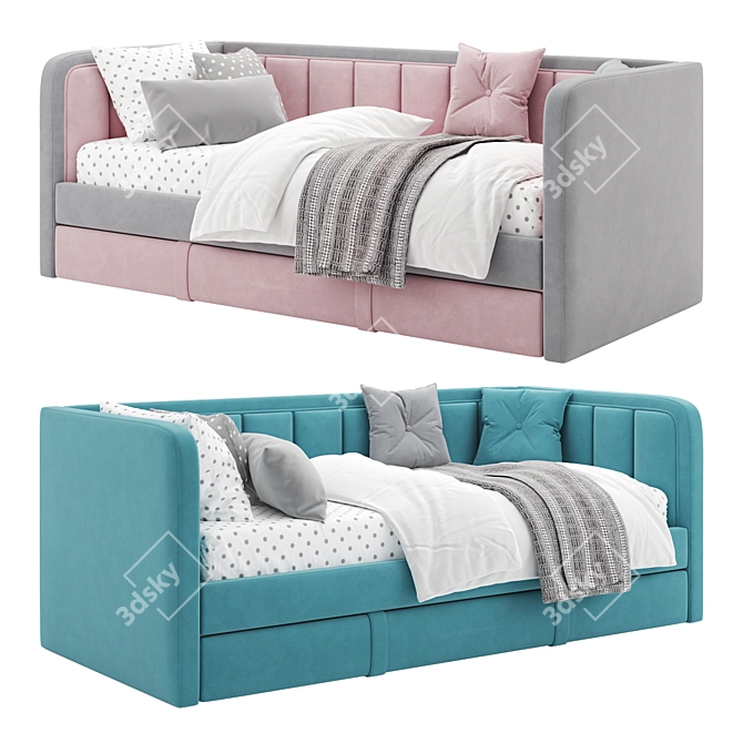 Dual Crib with Customizable Bedrails 3D model image 3