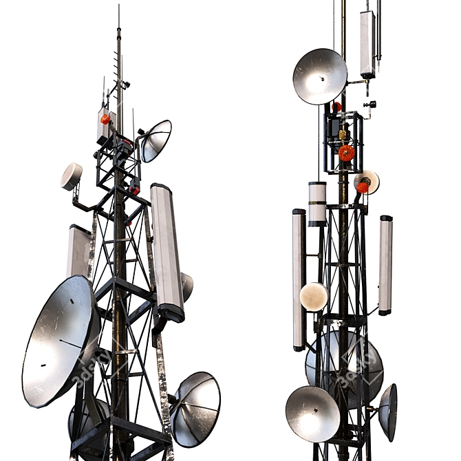 Versatile 4K Textured Communication Tower 3D model image 1