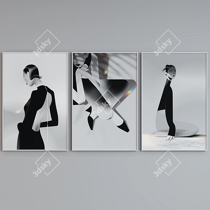 Modern Women Portrait Frame Set 3D model image 2