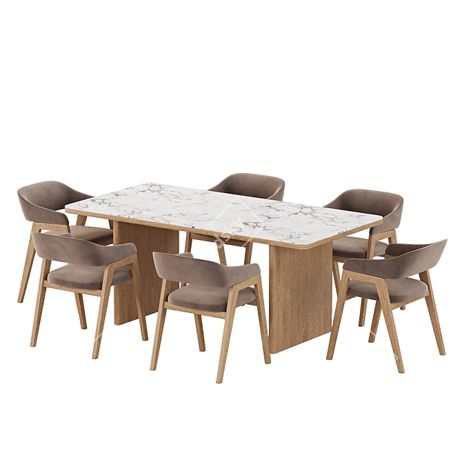 Chelsea Cream Dining Set 3D model image 3