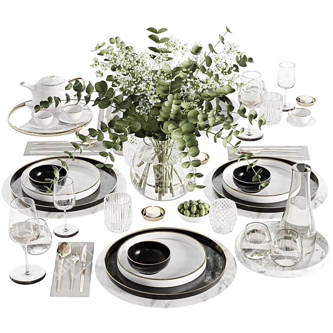 Elegant Tableware 3D Set 34 3D model image 1