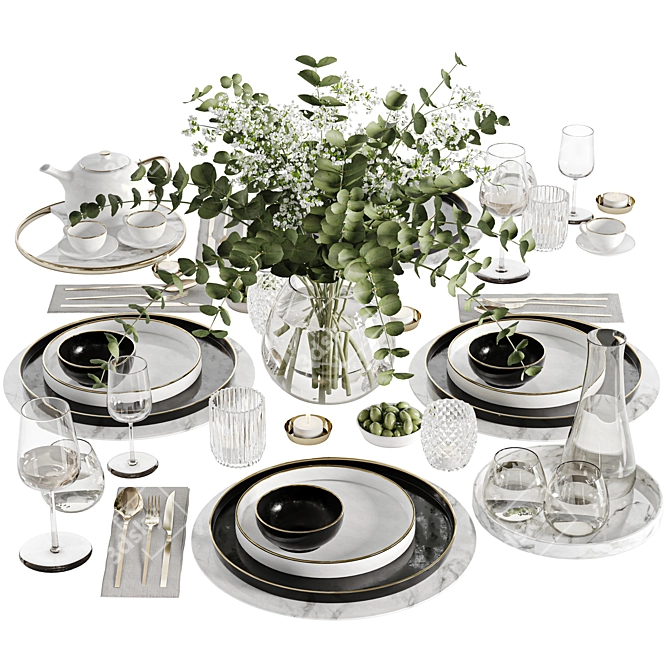 Elegant Tableware 3D Set 34 3D model image 6