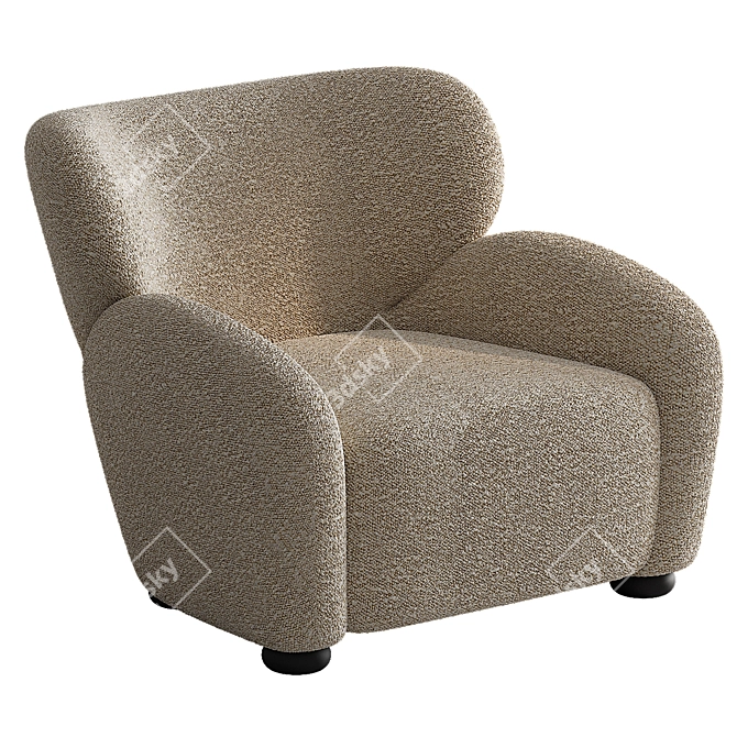 Elegant Velvet Accent Chair 3D model image 1