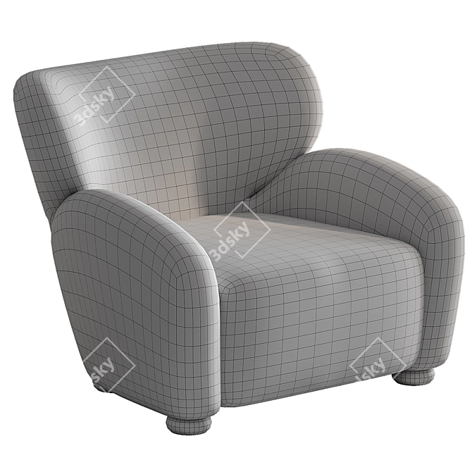 Elegant Velvet Accent Chair 3D model image 5