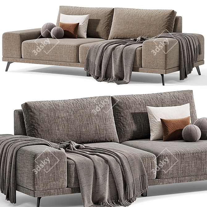 Ron Sofa in Graphite Textile 3D model image 2