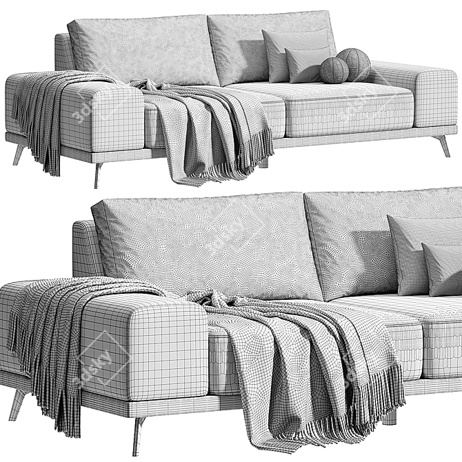 Ron Sofa in Graphite Textile 3D model image 3