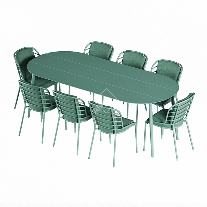 Elegant Cancún Outdoor Dining Set 3D model image 2