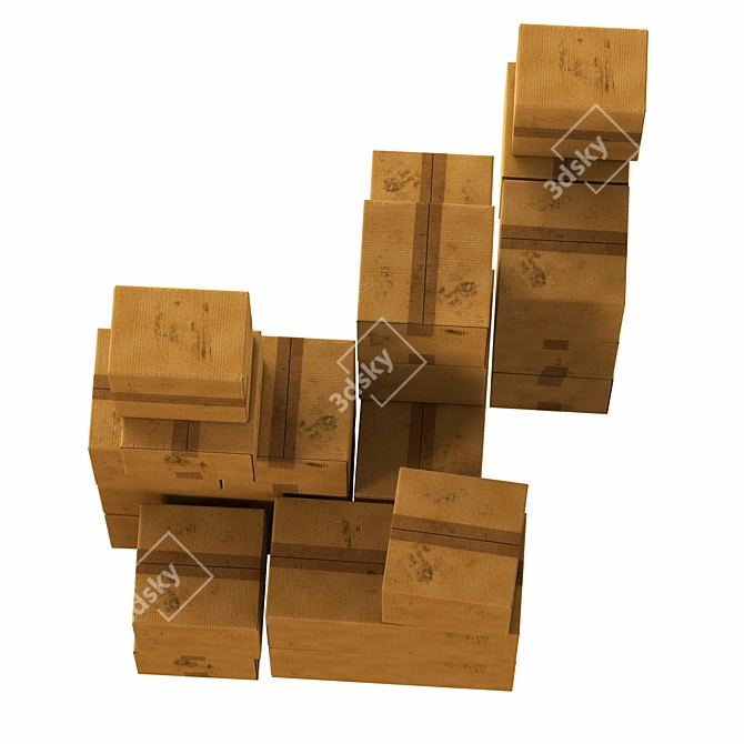 Polygon Textured Cardboard Box Model 3D model image 2