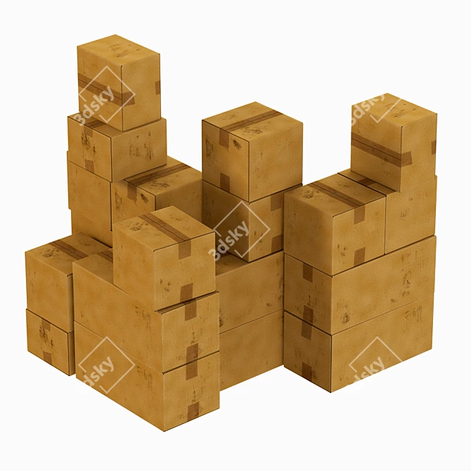 Polygon Textured Cardboard Box Model 3D model image 3