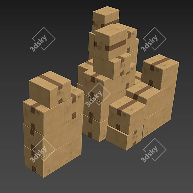 Polygon Textured Cardboard Box Model 3D model image 5