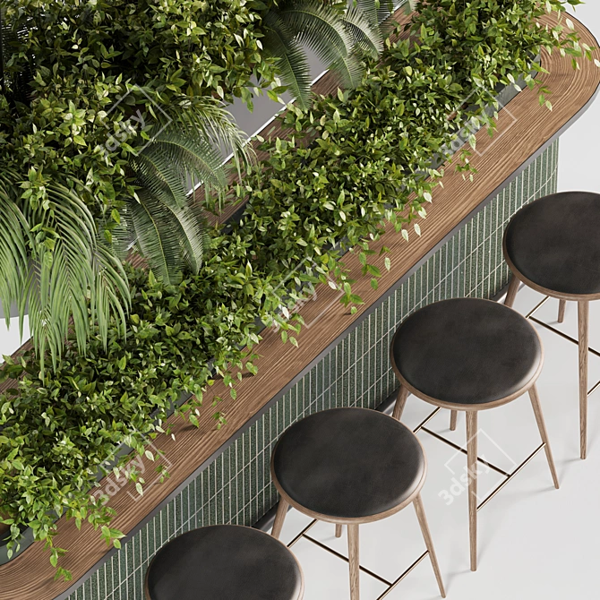 Modern Reception Desk Set05 with Hanging Plants 3D model image 4
