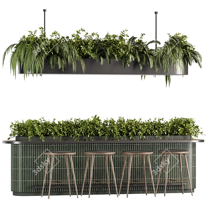Modern Reception Desk Set05 with Hanging Plants 3D model image 6